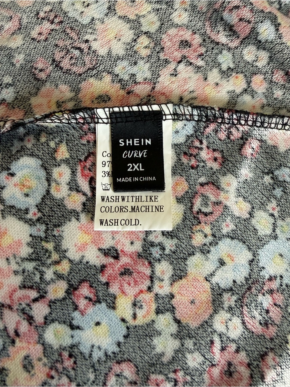 SHEIN Black Floral Circle Skater Skirt with Red Yellow Blue Blossoms - Picture 2 of 6